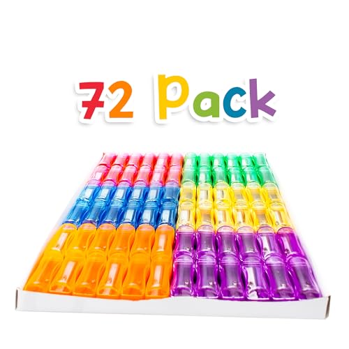 Fun Central 72 Pack Assorted Color Plastic Manual Pencil Sharpeners with Caps – Bulk Classroom, Office, and Party Favor Supplies
