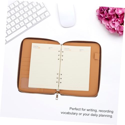 Cahier organiseur A5 fermeture éclair CALLARON simili cuir marron - 3