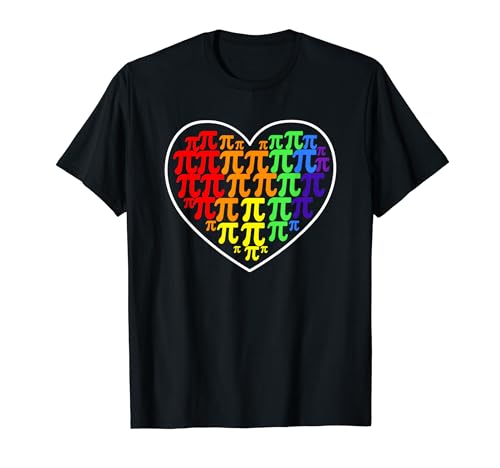Pi Day Rainbow Heart Math LGBT Gay Lesbian Pride Funny Love T-Shirt