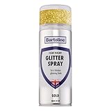 Bartoline Glitter Spray Gold Clear Sealant 400 ml with Fine Glitter, Multi-Surface, Interior and Exterior, Long-Lasting Sparkle Finish