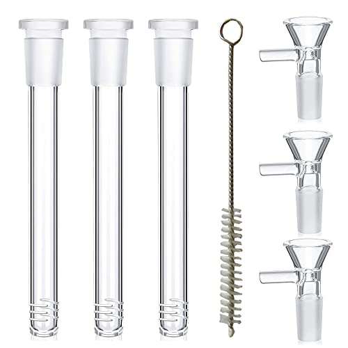 3 PCS Stem Clear Scientific Glass Tube 18mm to 14mm Adapters Downstem with 3 Pieces Transparent Glass Funnel for Science and Lab Experiments