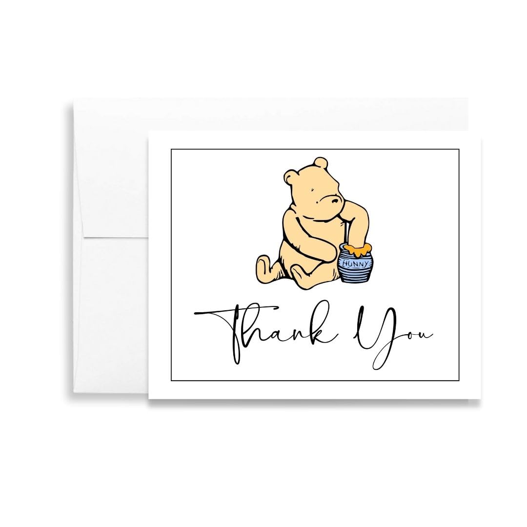 Amazon.com : The Invite Lady Pooh Bear Thank You Cards Baby Shower