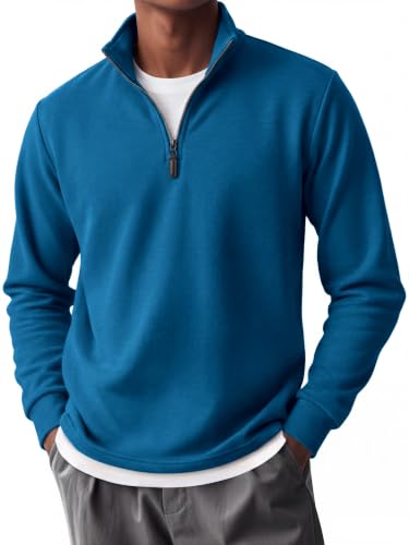 COOFANDY Mens Quarter Zip Pullover Fleece Lined Long Sleeve Polo Shirts