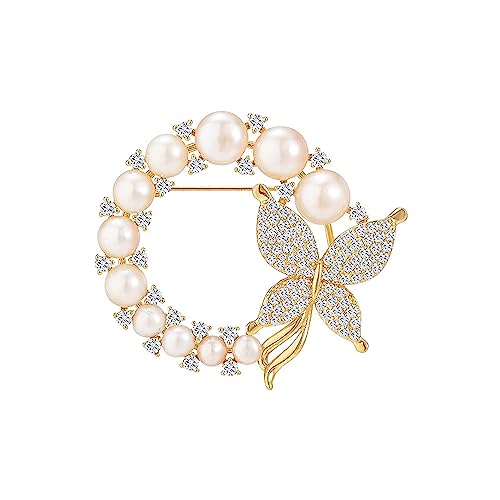 Broches de perles d'eau douce de prestige, accessoire couronne de papillon de mariage