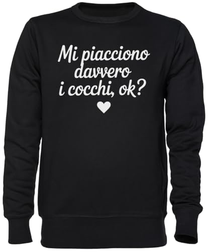 Sweat-shirt homme femme noir en jersey de coton jumper unisexe Mi Piacciono
