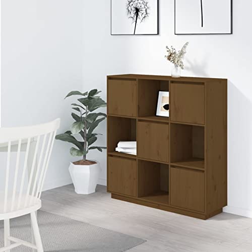 Gecheer Armoire en Bois de Pin Massif - Grand Rangement, Style Moderne Marron Miel, 110,5 x 35 x 117 cm