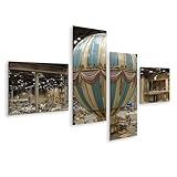 islandburner Wandbild auf Leinwand Prächtiger Heißluftballon im Veranstaltungsraum - 4-teilig - Edition N1