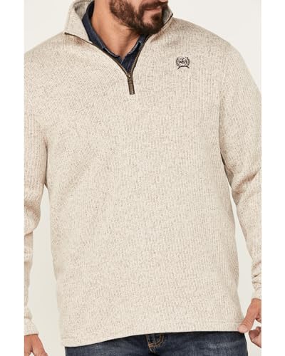 Cinch Men's Heather 1/4 Zip Pullover Cream Small US3