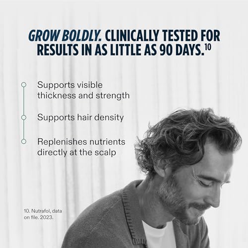 Nutrafol Men\'s Hair Serum, Clinically Tested to Support Visibly Thicker Hair & Scalp Coverage, Lightweight & Non-Greasy, for Daily Use- 30mL, 1 Bottle