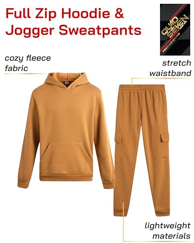 Image of Quad Seven Boys Sweat Suit Set - 4 Piece Soft Fleece Pullover Hoodies and Athletic Cargo Jogger Sweatpants for Boys (5-18)