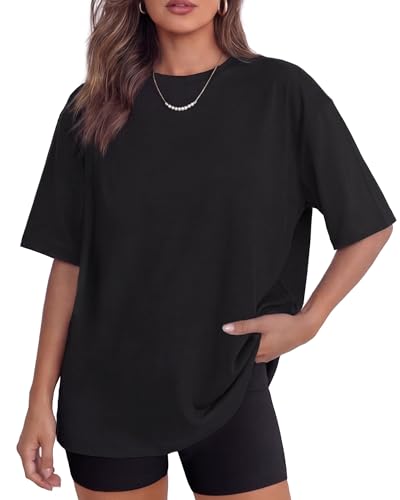 GAYHAY Black Oversized Tshirts for Women - Summer Spring Tops Short Sleeve Tee Shirts Fashion Casual...