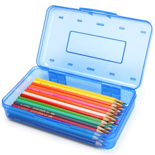 Nuozme Plastic Translucent Pencil Box Pencil Cases with Snap-Tight Lid for Pens Pencils School Supplies Office Supplies 1 Pack Standard Size