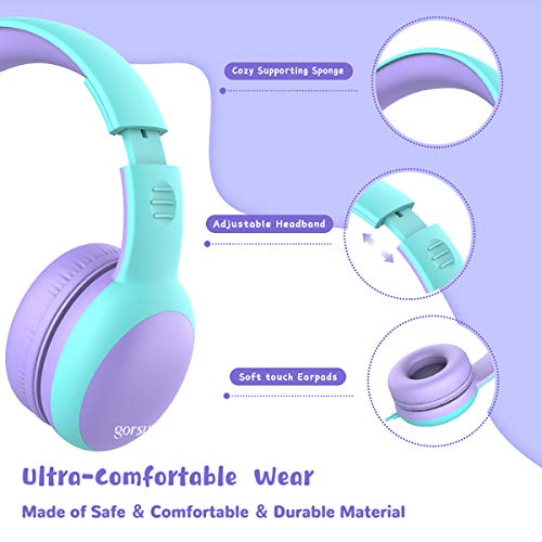 Image of Kids Headphones with Limited Volume, Cat Ear Toddler Headphones, Wired Headphone Over Ear for Boys and Girls,Stereo Sound Foldable 3.5mm Headset for Children