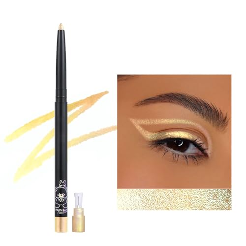 Erinde Lápiz delineador de ojos dorado, camaleón, metálico brillante, multicolor, resistente al agua, delineador de ojos, lápiz de sombra de ojos multicromo, brillante y duradero #01
