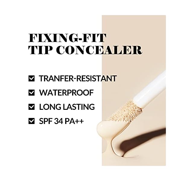 LUNA Long-Lasting Fixing-Fit Tip Concealer (#01 Vanilla) Korean Makeup, Buildable Coverage & Semi-Matte Finish, Under Eye & Dark Circles with High Adherence, 0.26 Oz