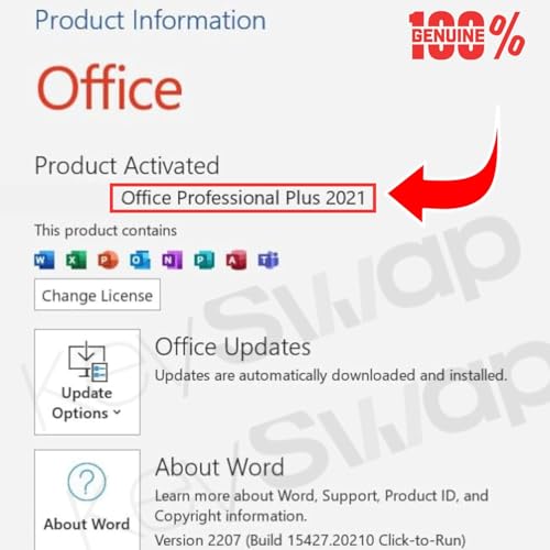 Image of MS Professional Plus 2021 Lifetime | (1 User) Retail License Key | 1 Year Validity | Version | Lifetime Regular Updates & Reinstallations | Updated 2025