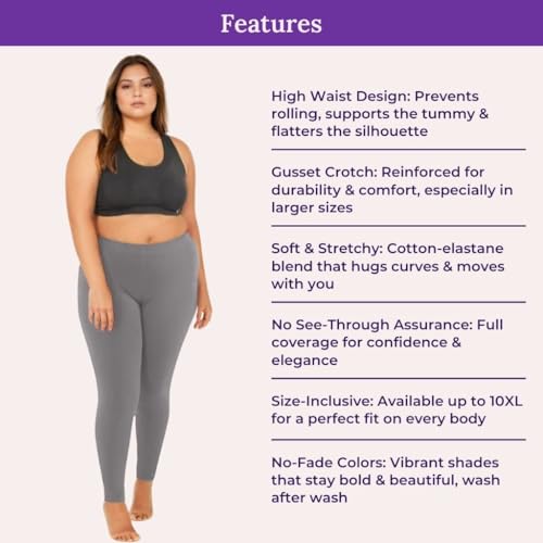 Image of Adira | Plus Size Leggings for Women | Plus Size Leggings for Women | High Waist | Ankle Length | Soft Cotton & Elastane Blend | Non-See-Through | Gusset Crotch Prevents Ripping