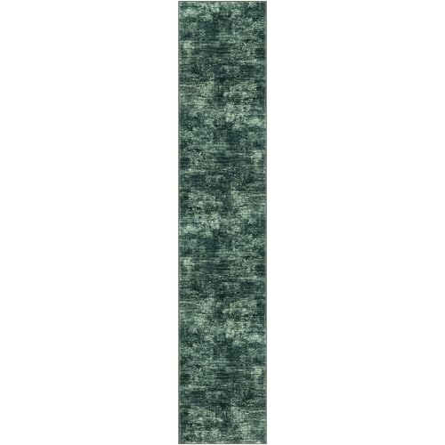 IOHOUZE Abstract Runner Rug 3x14 Ft Washable Runners for Hallways, Non Slip Kitchen Runner Printed Faux Wool Entryway Runner Indoor, Modern Abstract Floor Carpet for Hall Stair, Dark Green by IOHOUZE - Used condition - Image 9