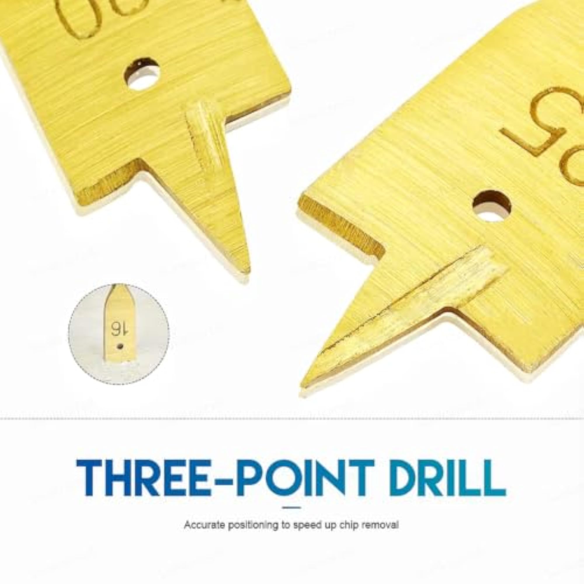 6-Pcs Wood Flat Drill Bits Set with 1/4 Hex Shank