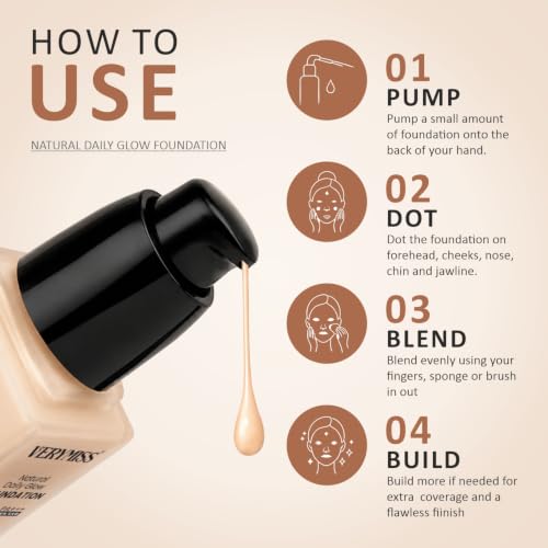 Image of Verymiss Daily Glow Liquid Foundation-03 Beige I Smooth Application I Full Coverage Blendable I Normal to Oily Skin I Vegan I Best Foundation for Women I 30ml