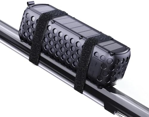 Fwnyha Bike Bluetooth Speaker with Solar Charging 15H Playtime, Splashproof/Shockproof/Dustproof Bicycle Speaker for Hiking, Camping, and Outdoor Adventures (1-Pack)