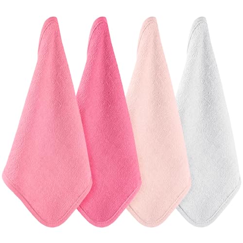 Image of CroBlissful 12 Pack Colorful Baby Washcloths 12 * 12 inch Newborn Wash Cloths Baby Soft Cotton Towels Reusable Baby Wipes for Face, 4 Colors(Pink)