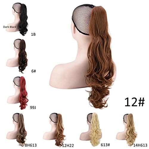 Xiangsen 20" Long Curly Ponytail Hair Extensions Synthetic Hair Piece Clip in Claw Ponytail (12#)