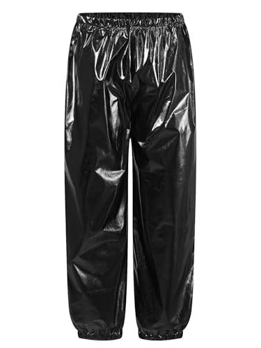 Kids Boys Girls Metallic Pants Holographic Loose Hip Hop Jazz Dance Trousers Athletic Sweatpants