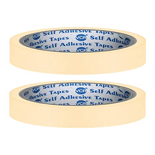 VCR Masking Tape - 20 Meters in Length 12mm / 0.5" Width - 2 Rolls Per Pack - Easy Tear Tape, Best for Carpenter, Labelling, Painting and leaves no residue after a peel.