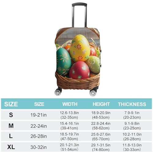 Basket And Easter Eggs Printed Luggage Cover Protector, Fits 18-32 Inch Luggage2