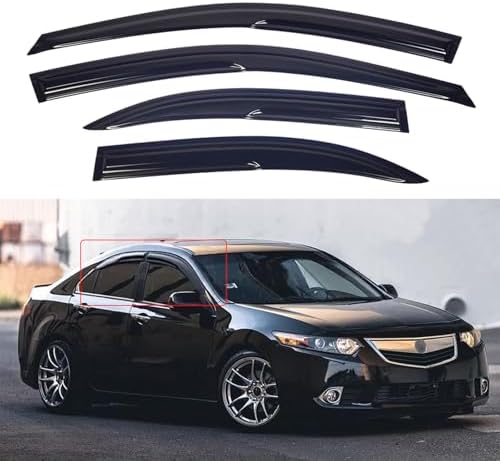 Window Visors / Rain Guards For 2001-2006 Acura MDX - 4pc Smoke Tinted Tape-On Set - View #4