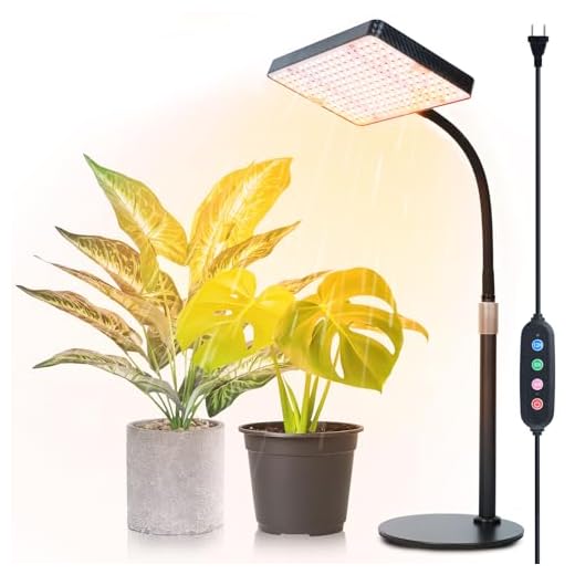 CXhome T5 LED Pflanzenlampe, mit 3/9/12H-Timer, Rot/Blau/Gelb 3 Lichteffekt Schalter, 10 dimmbare Ebenen, für Zimmerpflanzen (2 Pack) 16 FRGROW Tischplatte Pflanzenlampe LED mit 4/8/12/16/20 Hr Timer, 25 Watt Vollspektrum Pflanzenlicht für Zimmerpflanzen, 208 LEDs Wachstumslampe für Pflanzen, Daisy Chain Funktion