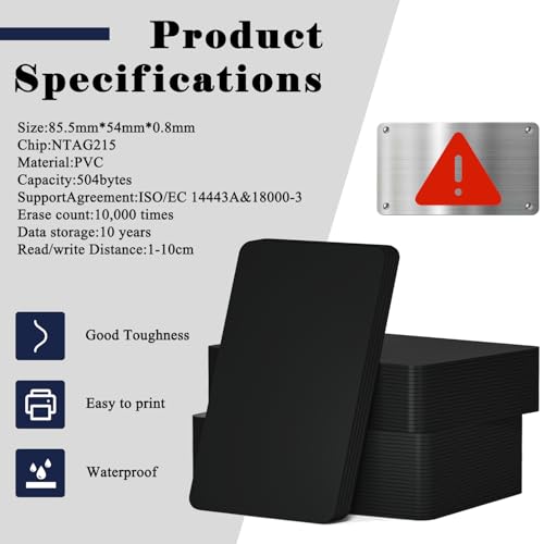 Image of 30pcs NFC Cards NTAG215 NFC Tags Programmable NFC Card NFC Business Card Black NFC 215 Cards Rewritable NFC Tags iPhone Compatible with NFC Enabled Mobile Phones & Devices