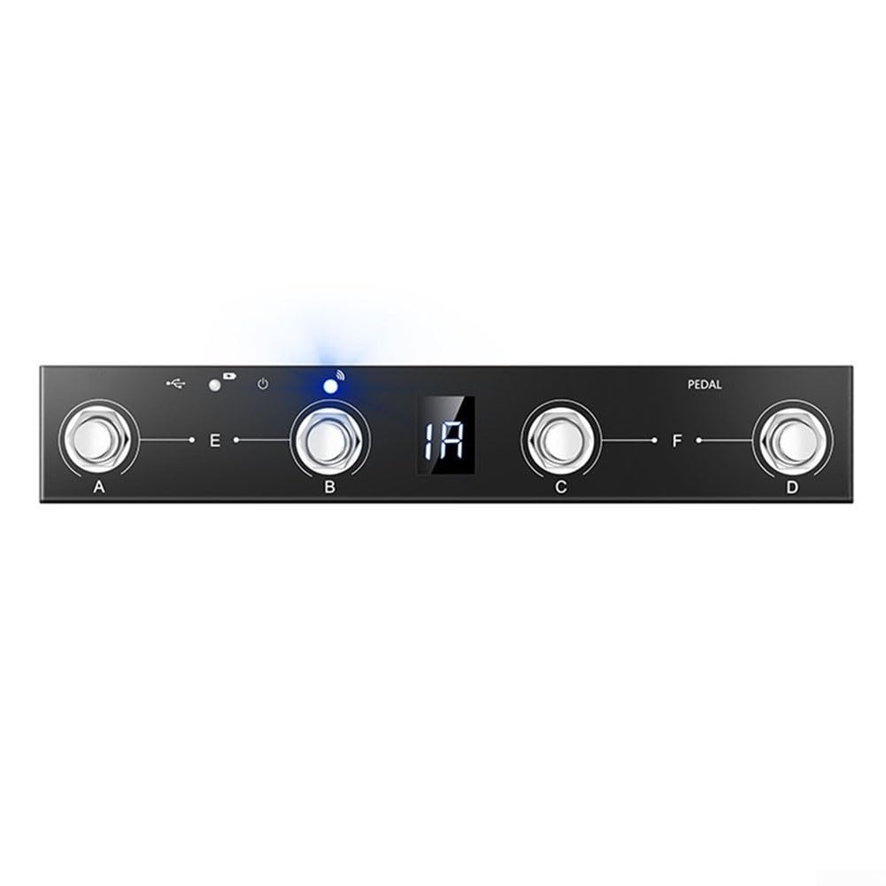 Wiederaufladbar für MIDI-Fußschalter-Controller mit 4 anpassbaren Tasten für Musiker. Tragbares, kabelloses Pedalbrett, kompatibel mit TURNER Chocolate Plus, USB