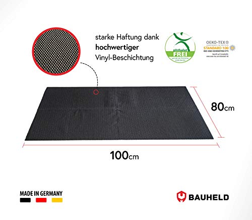 Foto von BAUHELD® Universal Antirutschmatte 100x80 cm [Made in Germany] - Zuschneidbare Antirutsch-Unterlage [Oeko-TEX Standart 100] - Für Werkzeugwagen, Schubladen, Teppiche, Kofferraum oder Armaturenbrett