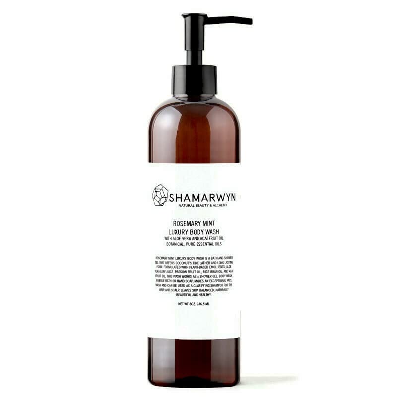 shamarwyn Body Wash, Rosemary Mint, Natural-Organic Hydrating with Aloe Vera & Acaí Oil 8oz