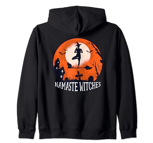 NAMASTE Witches Halloween Divertente Yoga Strega Meme sul retro Felpa con Cappuccio