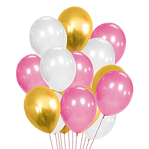 Image of Party Propz Metallic Balloons - Large 51 Pcs, Golden, Pink And White Balloons For Decor | Birthday Decoration Items For Girls, Boys | Metallic Balloons For Decoration | Balloons For Birthday