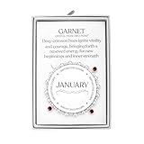 Philip Jones January (Garnet) Birthstone Stretch Charm Bracelet with Quote Gift Box