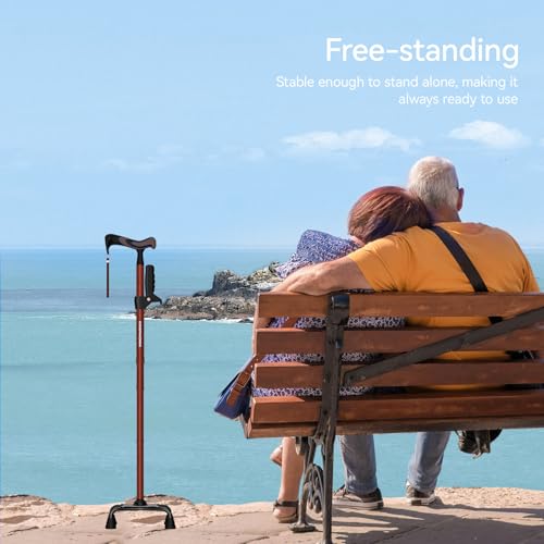 KingPavonini Walking Cane for Women/Men with Second Handle, Foldable & Adjustable Quad Cane with 4-Pronged Base for Standing, Lightweight Walking Aid for Seniors & Adults by KingPavonini - Image 7