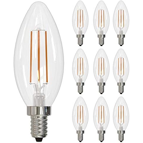 Bulbrite Item 776756, 4 Watt LED Filament Light Bulb, Fully Dimmable, 2700k E12 E12 Candelabra Base, High CRI for Truer Color Renderring (Pack of 10) Cover