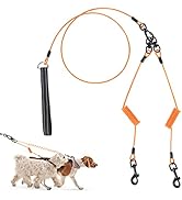 FATCOOLGO Chew Proof Double Dog Leash - Durable Dual High Strength Steel Galvanized Cable No Tang...