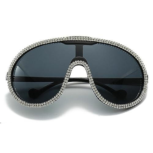Oversized One Piece Sunglasses For Women Men Fashion Rhinestone Sun Glasses Large Frame Diamond Eyewear UV400 Shield Goggles3