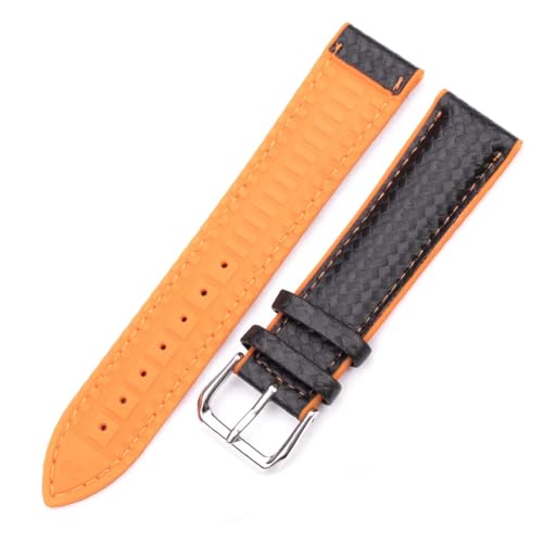 Correa de reloj de cuero y caucho negra de 20 mm con hebilla de acero