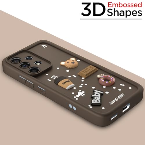 Image of Amazon Basic Back Cover for Samsung Galaxy A53 5G | Cute Fun Cartoon 3D Bear Silicone Full Body Protection Bumper Cover (Brown)