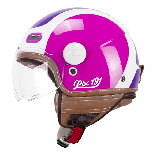 CGM Casco open face, 191G PIX SPRINT Viola Fucsia fluo sagomata, S (55cm)