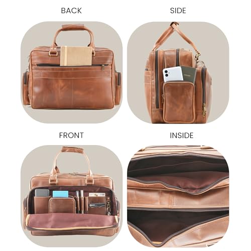 Handmade World Large Leather Briefcase Duffel Bag For Men 'BossWell Office' Fits 18 Inch Laptop Messenger For Business Travel4
