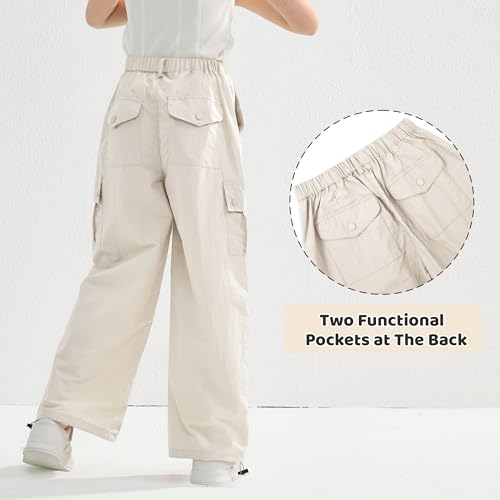 Image of Rolanko Parachute Pants for Girls Y2K Cargo Trousers with Pockets Harajuku Jogger Pants Kids 4-14 Years