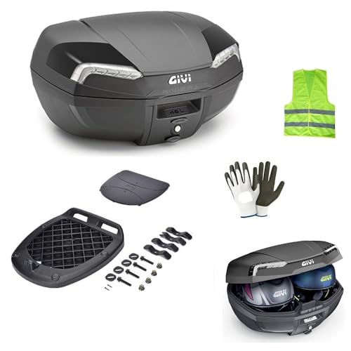 DESCRIZIONE DEL PRODOTTO: + OMAGGIO COME IN FOTO DI GILET FLUO+GUANTI MULTIUSO -Bauletto MONOLOCK 46 lt. nero con due inserti estetici in plastica nera catadiottri verniciati internamente color argento -Dimensioni: 578x305xSi monta su tutti i portapacchi con base piana di moto e scooter sia di serie che non. -NON è COMPRESO DI STAFFE PER IL MONTAGGIO, VI DAREMO SOLO LA PIASTRA DI AGGANCIO. -Può contenere due caschi integrali,jet,modulari e scomponibili. -Per tutti gli scooter e le moto con