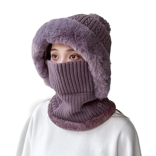 Chapeaux tricotés femme haut de gamme avec écharpe à capuche isolante